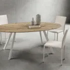 كرسي مطبخ مُنجّد بالكامل بجلد صديق للبيئة، صنع في إيطاليا، قطعتان - ماريا Viadurini