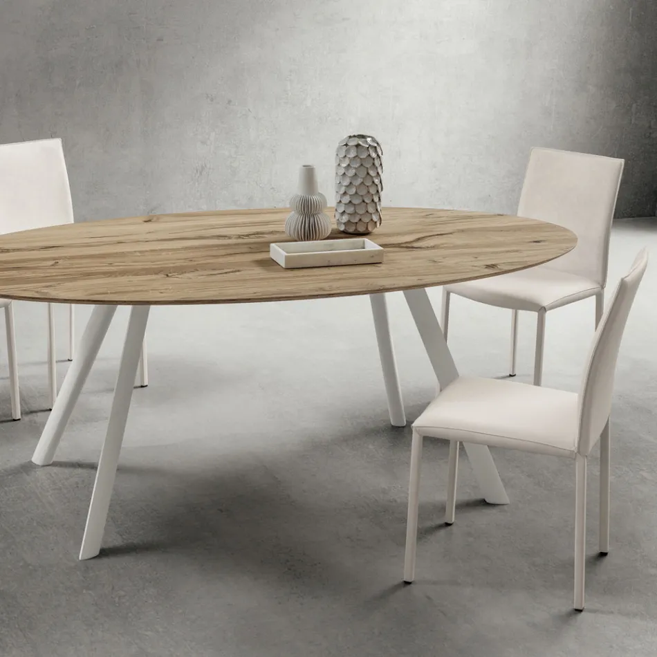 كرسي مطبخ مُنجّد بالكامل بجلد صديق للبيئة، صنع في إيطاليا، قطعتان - ماريا Viadurini