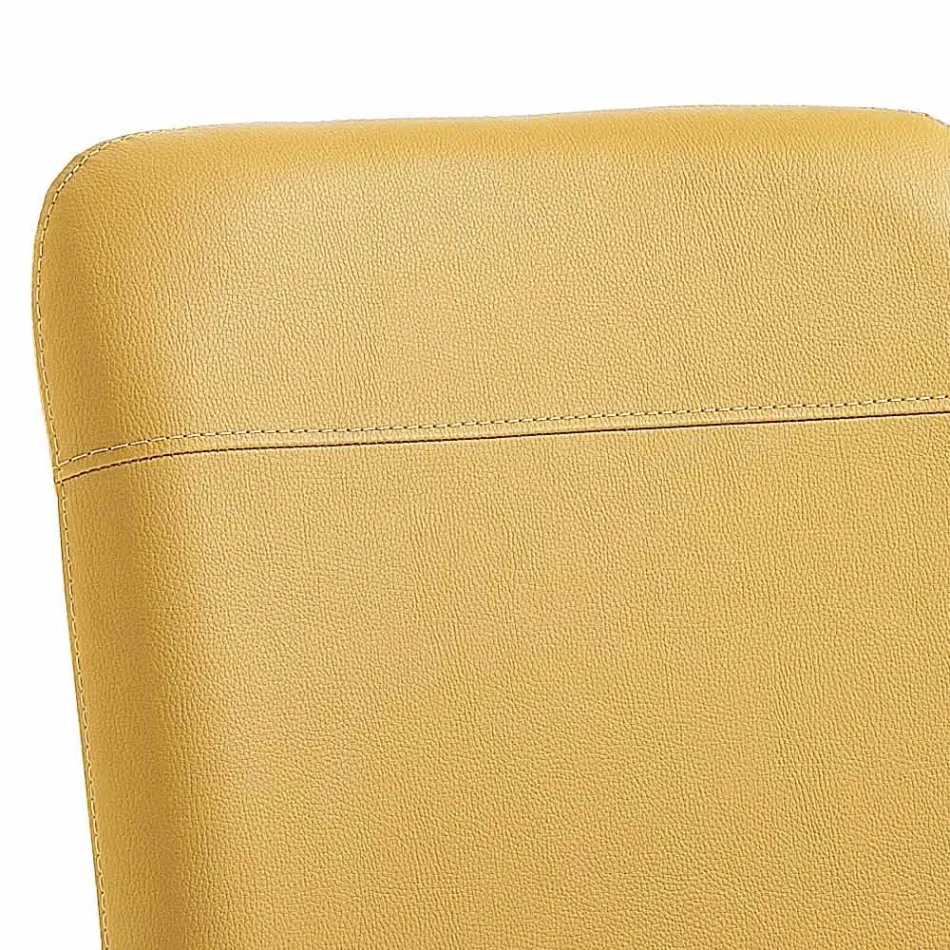 كرسي مطبخ أو غرفة معيشة بتصميم من الجلد الصناعي الملون والمعدن - هيرميون Viadurini