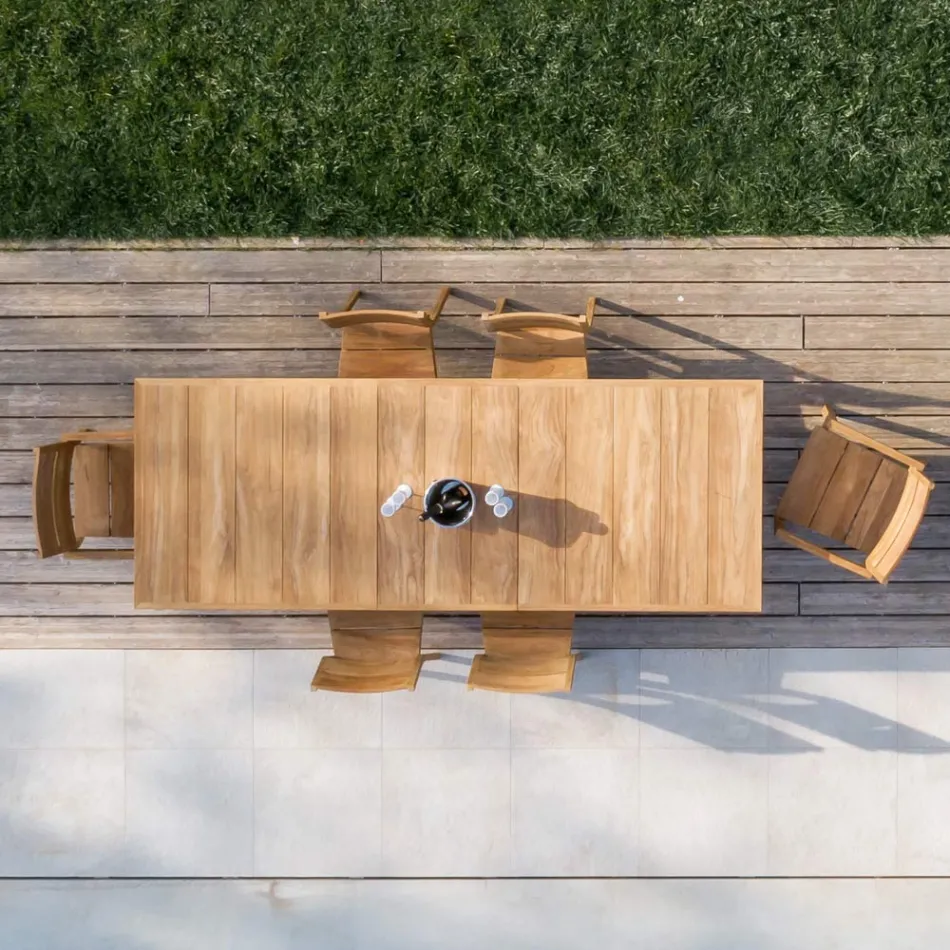 كرسي خارجي بمساند للذراعين من خشب الساج - ماري Viadurini