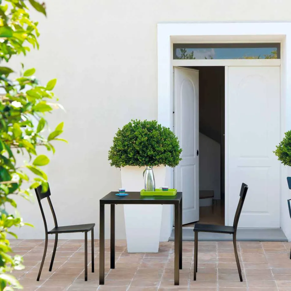 كرسي خارجي قابل للتكديس مصنوع من المعدن المطلي في إيطاليا، 4 قطع - تول Viadurini