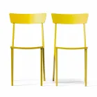 كرسي خارجي قابل للتكديس مصنوع من المعدن المطلي في إيطاليا، 4 قطع - تول Viadurini