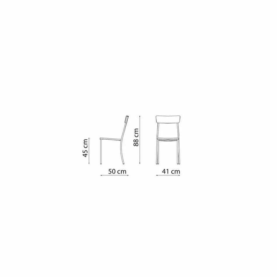 كرسي خارجي قابل للتكديس مصنوع من المعدن المطلي في إيطاليا، 4 قطع - تول Viadurini