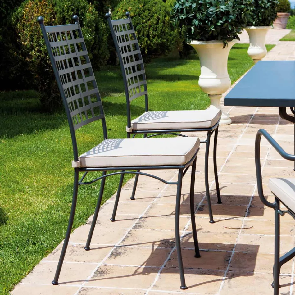 كرسي خارجي من الفولاذ المجلفن قابل للتكديس، 4 قطع، صنع في إيطاليا - سيبو Viadurini