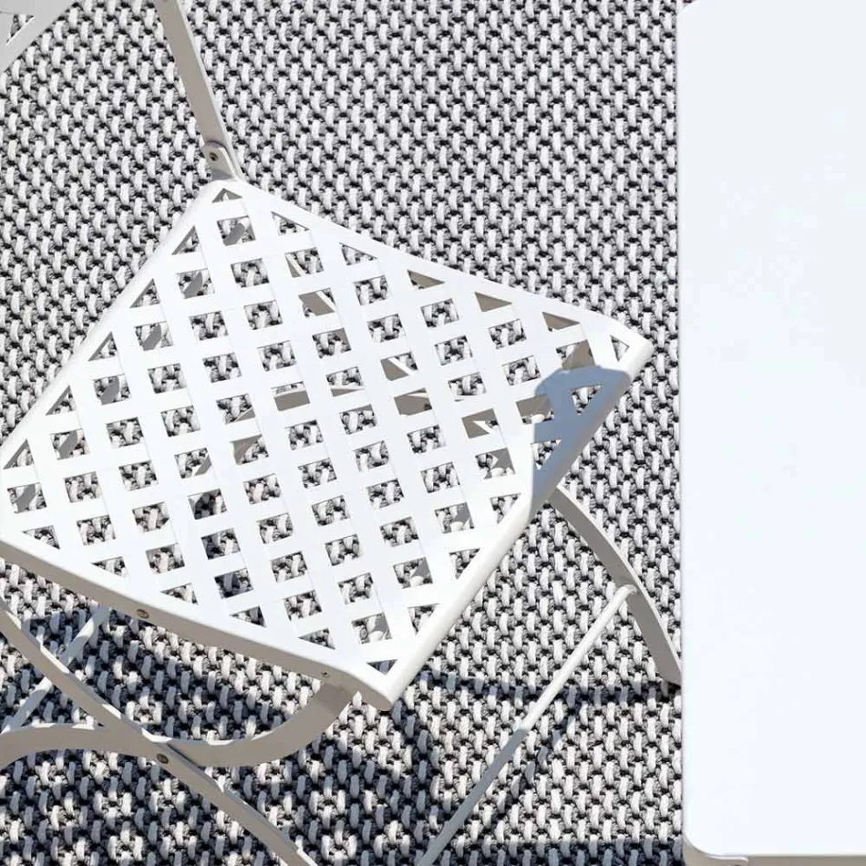 كرسي خارجي قابل للطي مصنوع من الفولاذ المجلفن، صنع في إيطاليا، قطعتين - سيلفاجيا Viadurini