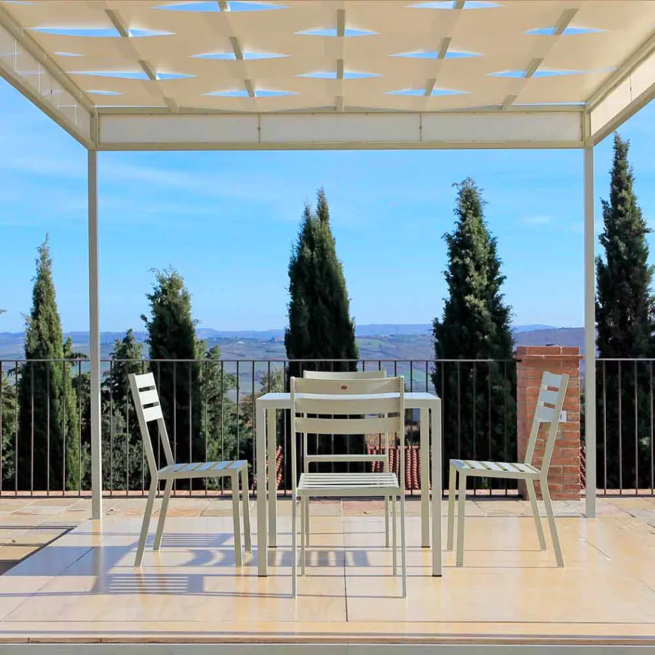 كرسي خارجي مطلي باللون الأبيض اللؤلؤي مصنوع في إيطاليا، 4 قطع - بيرني Viadurini