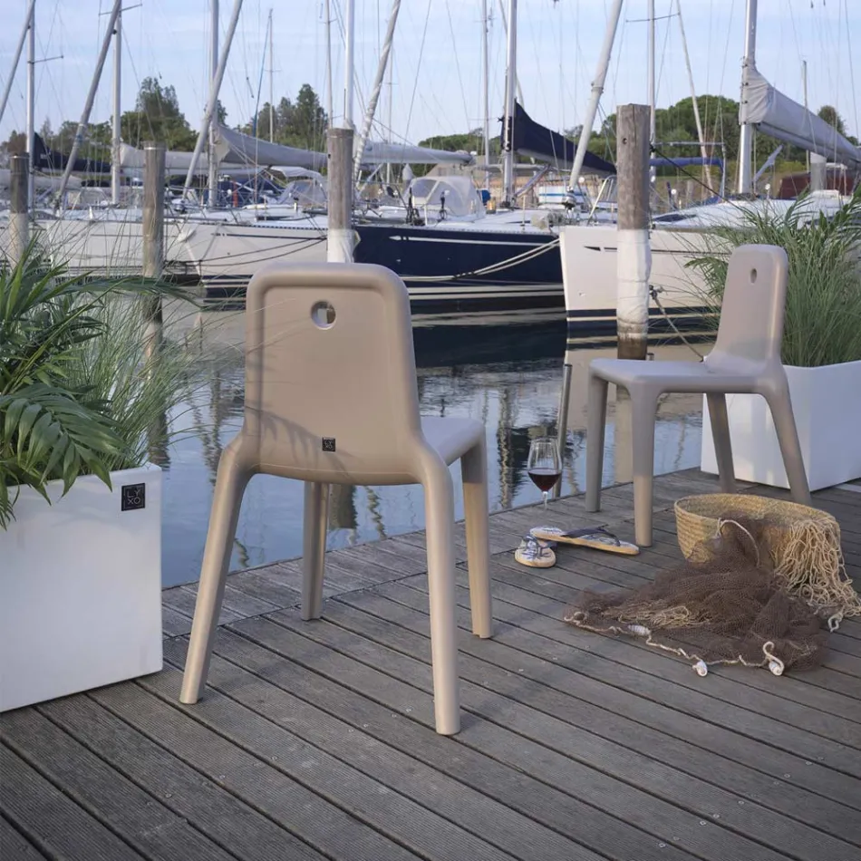كرسي خارجي من البولي إيثيلين 7 ألوان صنع في إيطاليا قطعتين - روني Viadurini