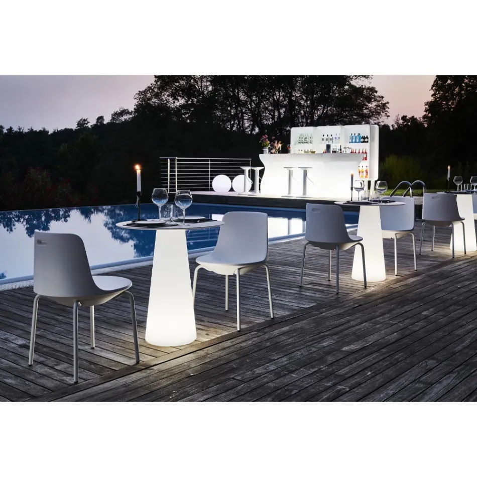 كرسي خارجي من البولي إيثيلين والألمنيوم صنع في إيطاليا قطعتين - ريزيا Viadurini