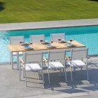 كرسي حديقة قابل للتكديس مصنوع من الألومنيوم الأبيض مع مساند للذراعين - ليونيل Viadurini