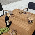 كرسي حديقة قابل للتكديس مصنوع من الألومنيوم والساج باللون الرمادي الفحمي - إيدان Viadurini