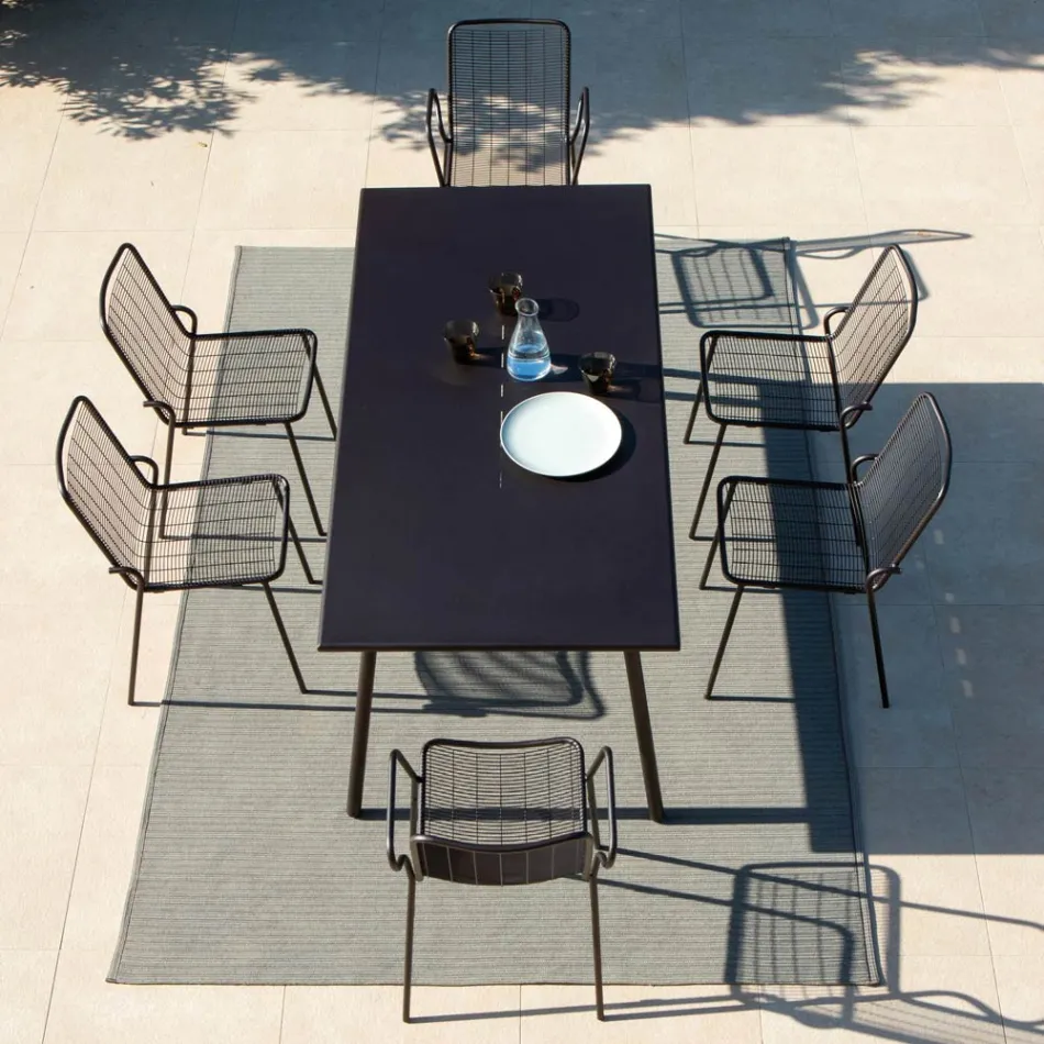 كرسي حديقة قابل للتكديس مصنوع من المعدن المجلفن، صنع في إيطاليا، 4 قطع - فيكاس Viadurini