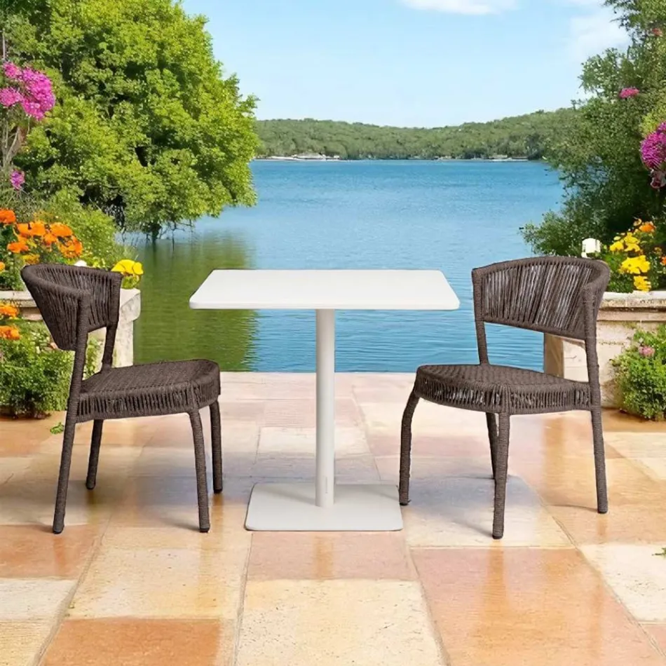 كرسي حديقة من الألومنيوم ومنسوج بحبل - ألجيدي Viadurini