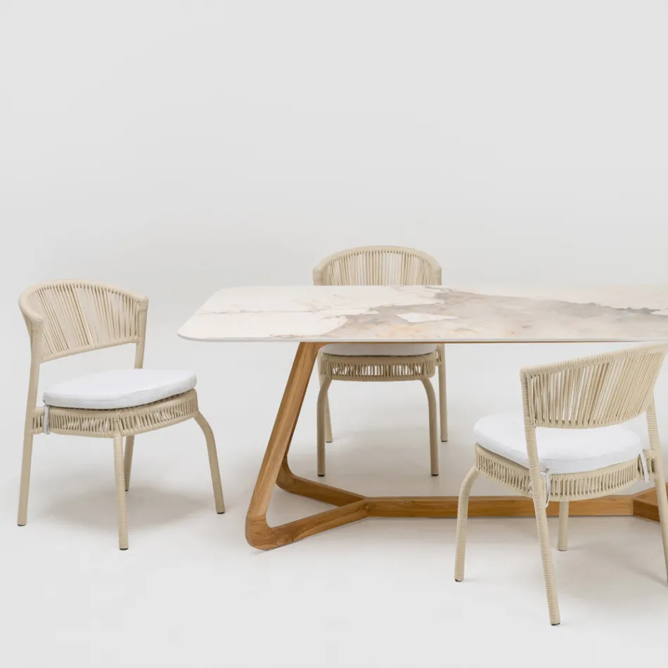 كرسي حديقة من الألومنيوم ومنسوج بحبل - ألجيدي Viadurini