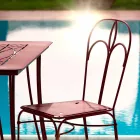 كرسي حديقة من الحديد الأحمر مع وسادة صنع في إيطاليا، قطعتين - عقيق Viadurini