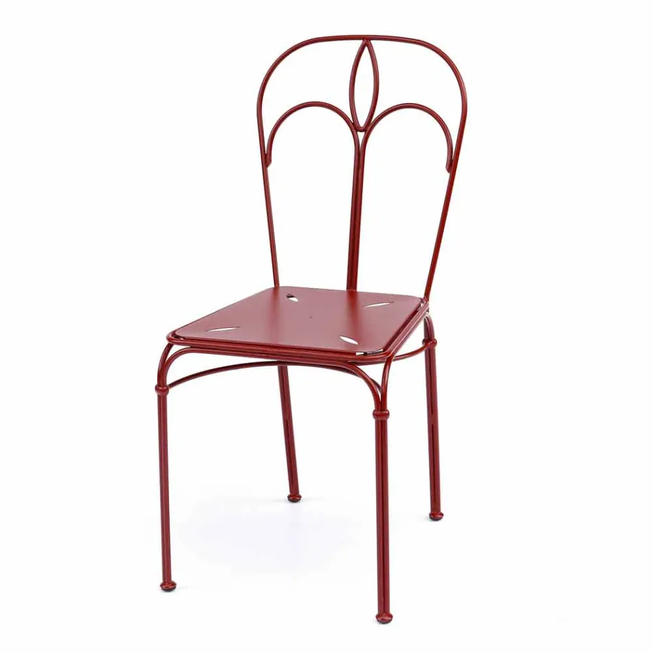 كرسي حديقة من الحديد الأحمر مع وسادة صنع في إيطاليا، قطعتين - عقيق Viadurini