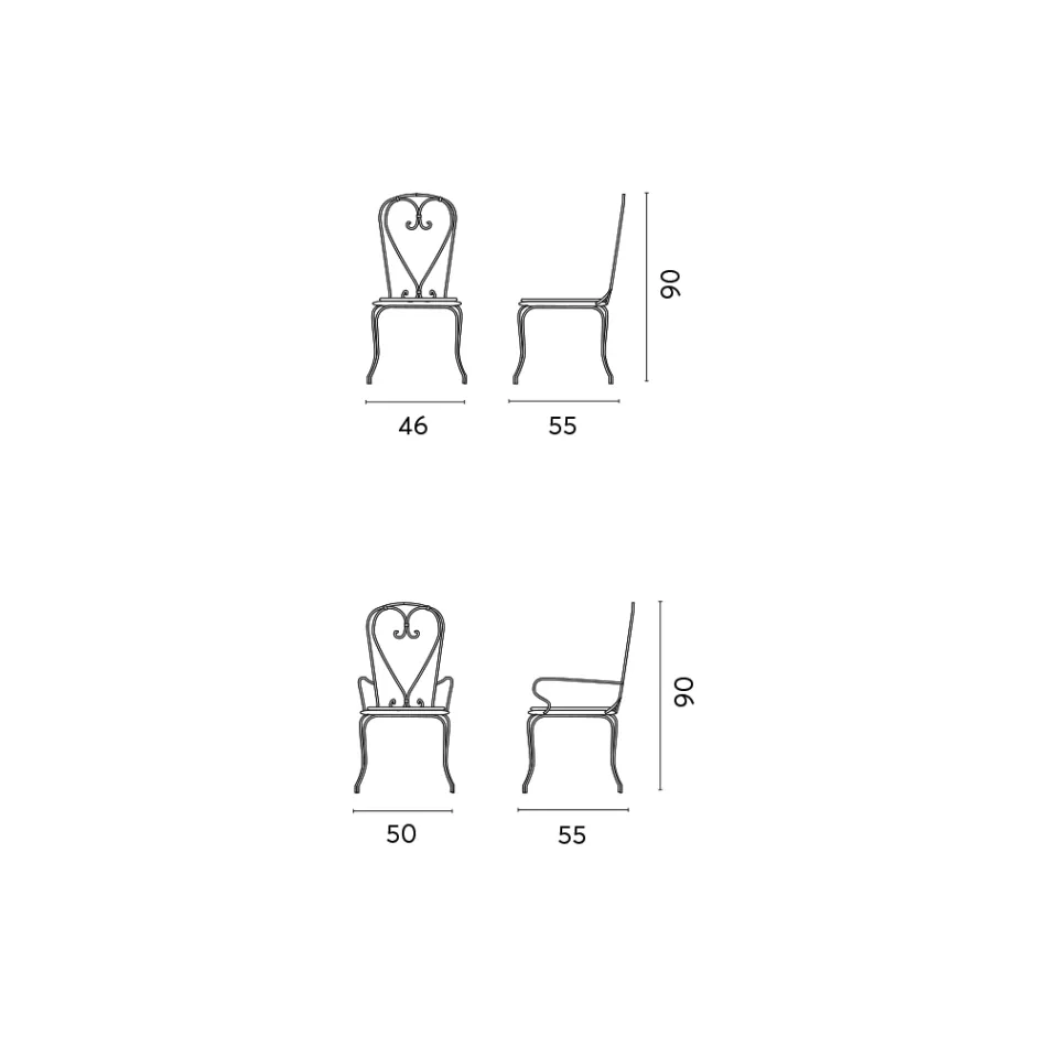 كرسي حديقة من الحديد المطلي باللون الأسود مع هيكل قابل للتكديس - ناسيم Viadurini