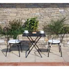 كرسي حديقة من الحديد المطلي باللون الأسود مع هيكل قابل للتكديس - ناسيم Viadurini