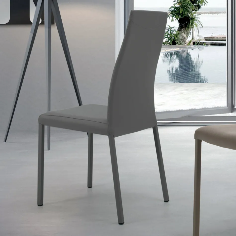 كرسي داخلي مع هيكل ومقعد من الفولاذ المطلي صنع في إيطاليا - بادوفا Viadurini