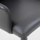 كرسي طعام بمساند ذراعين منجد بجلد أسود، صنع في إيطاليا - ماير Viadurini