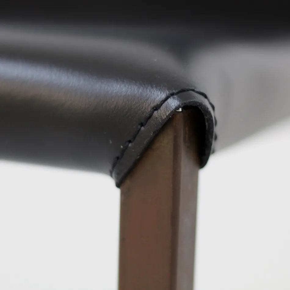 كرسي طعام بهيكل كورتن ومقعد جلدي، صنع في إيطاليا - أوريتا Viadurini