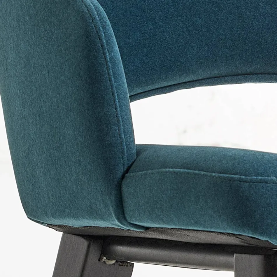 كرسي طعام خشبي بمقعد مخملي أخضر زجاجي، صنع في إيطاليا - إدارد Viadurini