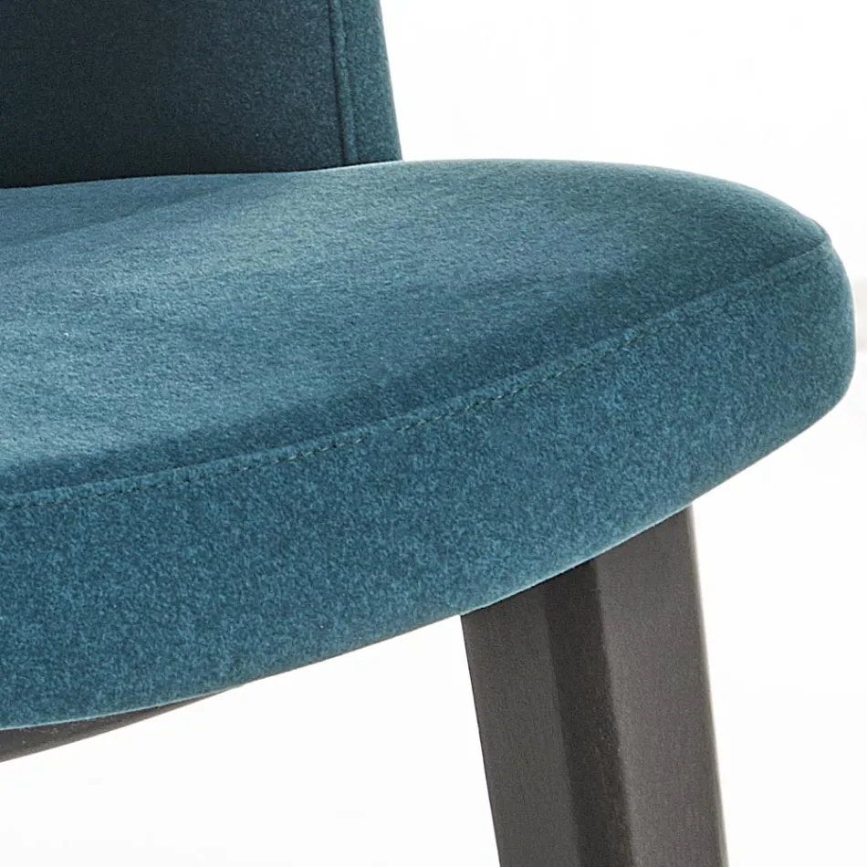 كرسي طعام خشبي بمقعد مخملي أخضر زجاجي، صنع في إيطاليا - إدارد Viadurini