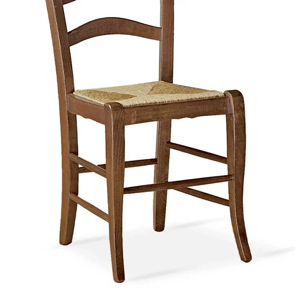 كرسي غرفة المعيشة من خشب الزان مع مقعد من القش صنع في إيطاليا - تمارا Viadurini