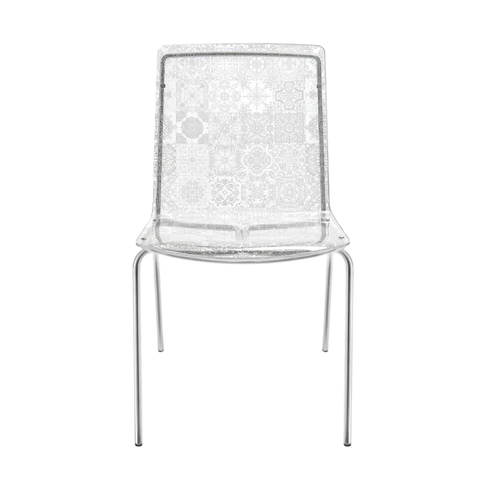 كرسي غرفة المعيشة من البليكسيجلاس والحديد، صنع في إيطاليا، قطعتين - بومبا Viadurini