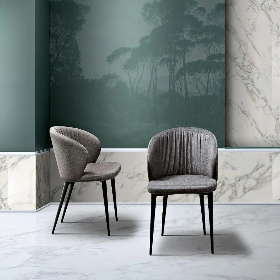 كرسي غرفة المعيشة من القماش والرماد بتصميم أنيق - ريجينالدو Viadurini