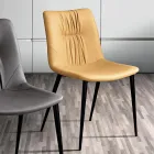 كرسي غرفة المعيشة مصنوع من قماش الألياف مع تأثير الجلد والمعادن صنع في إيطاليا - جوهان Viadurini