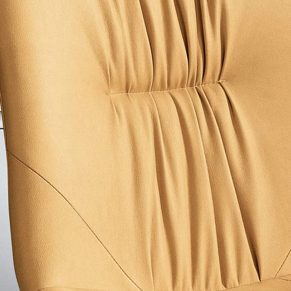 كرسي غرفة المعيشة مصنوع من قماش الألياف مع تأثير الجلد والمعادن صنع في إيطاليا - جوهان Viadurini