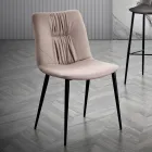 كرسي غرفة المعيشة مصنوع من قماش الألياف مع تأثير الجلد والمعادن صنع في إيطاليا - جوهان Viadurini