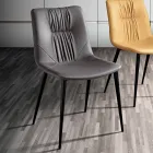 كرسي غرفة المعيشة مصنوع من قماش الألياف مع تأثير الجلد والمعادن صنع في إيطاليا - جوهان Viadurini