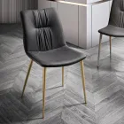 كرسي غرفة المعيشة مصنوع من قماش الألياف مع تأثير الجلد والمعادن صنع في إيطاليا - جوهان Viadurini