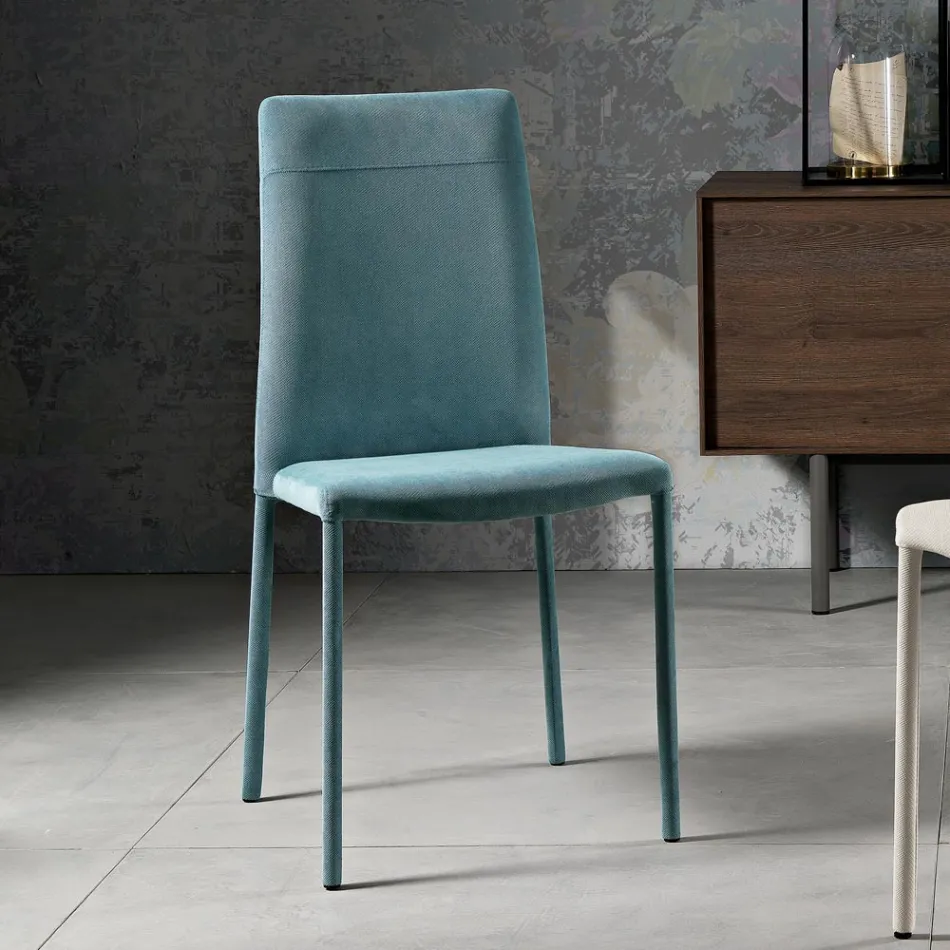 كرسي غرفة المعيشة مُنجّد بالكامل بقماش إيطالي الصنع - لوريلاي Viadurini