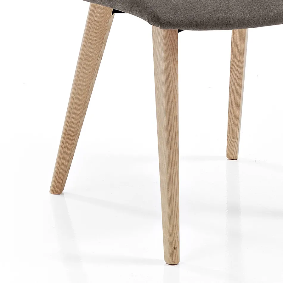 كرسي غرفة المعيشة مُنجّد من القماش وأرجل من خشب الدردار - فلوريندا Viadurini