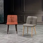 كرسي غرفة المعيشة مُنجّد من القماش وأرجل من خشب الدردار - فلوريندا Viadurini