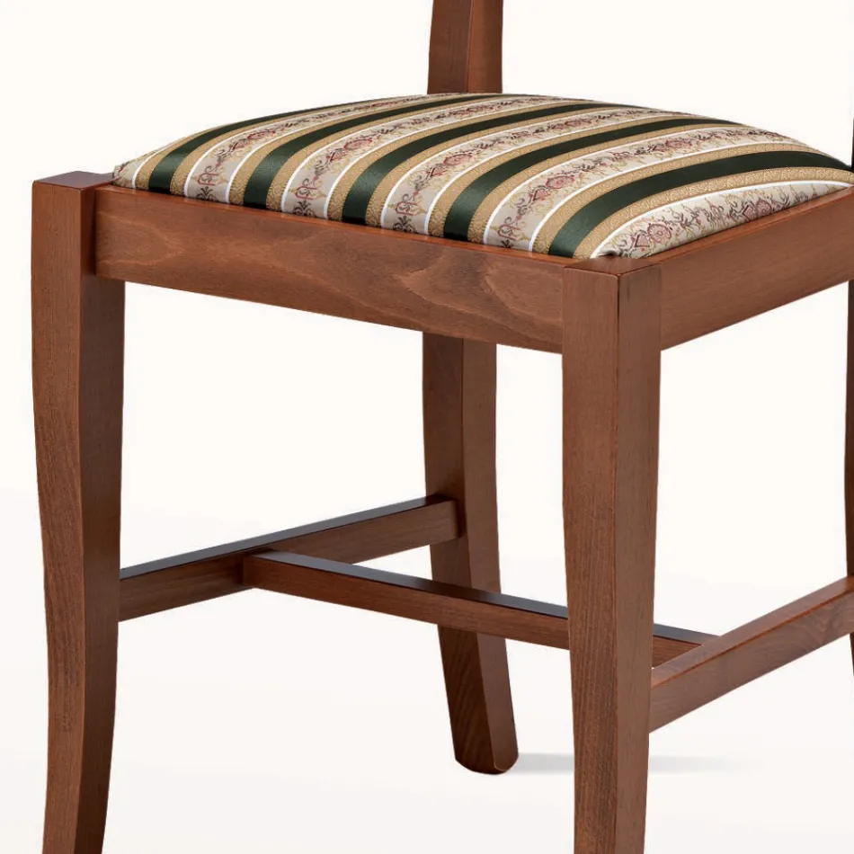 كرسي بتصميم كلاسيكي من الخشب ومقعد من القماش، صنع في إيطاليا - دورينا Viadurini