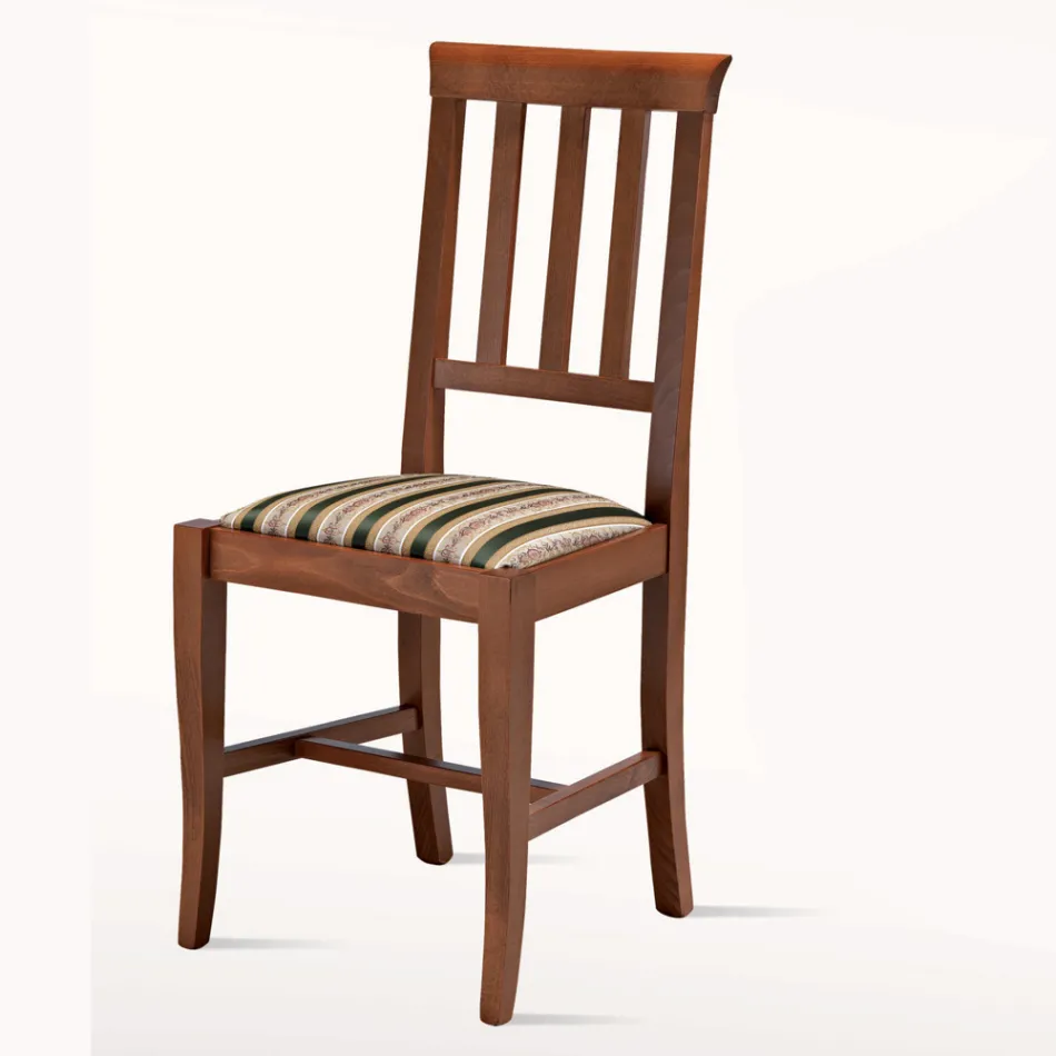 كرسي بتصميم كلاسيكي من الخشب ومقعد من القماش، صنع في إيطاليا - دورينا Viadurini