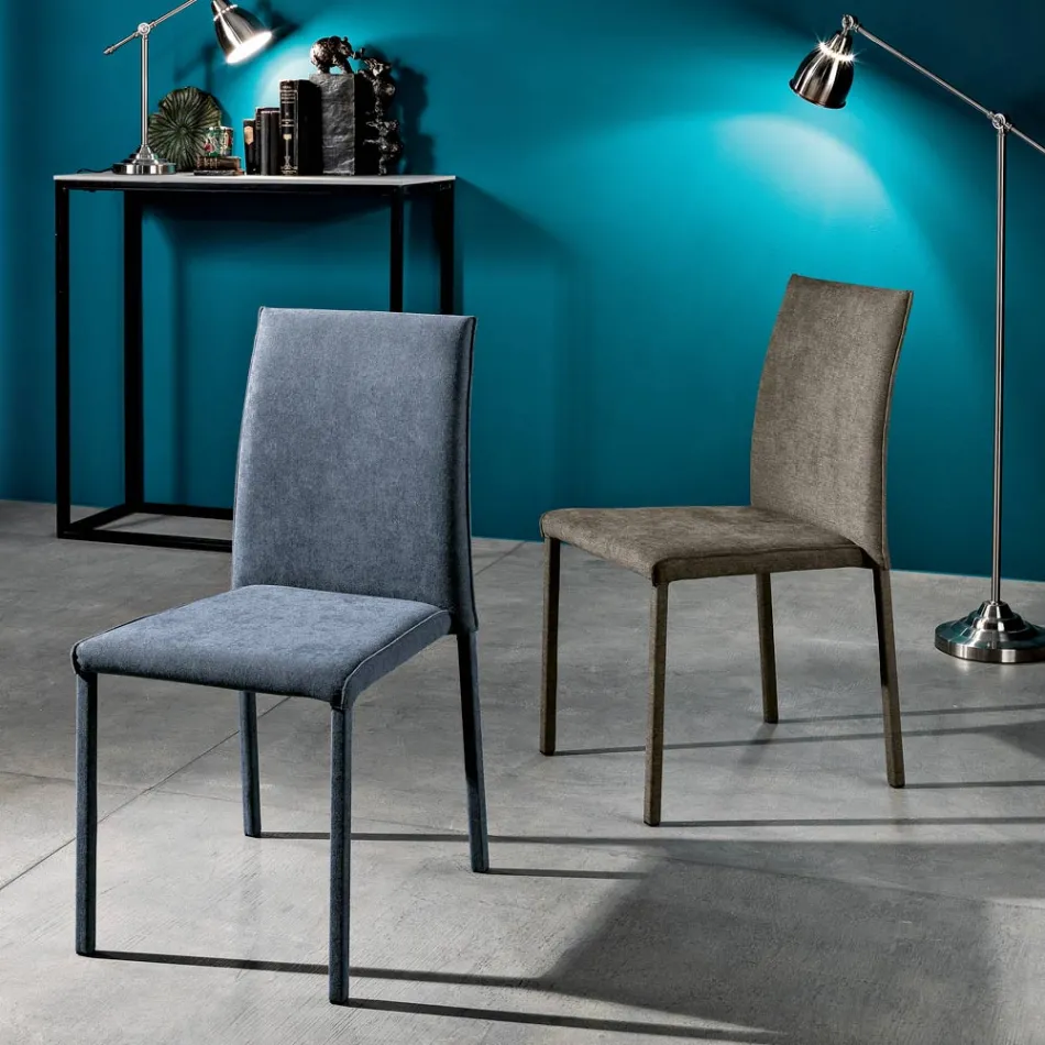 كرسي طعام من القماش المصمم في إيطاليا، كوني Viadurini