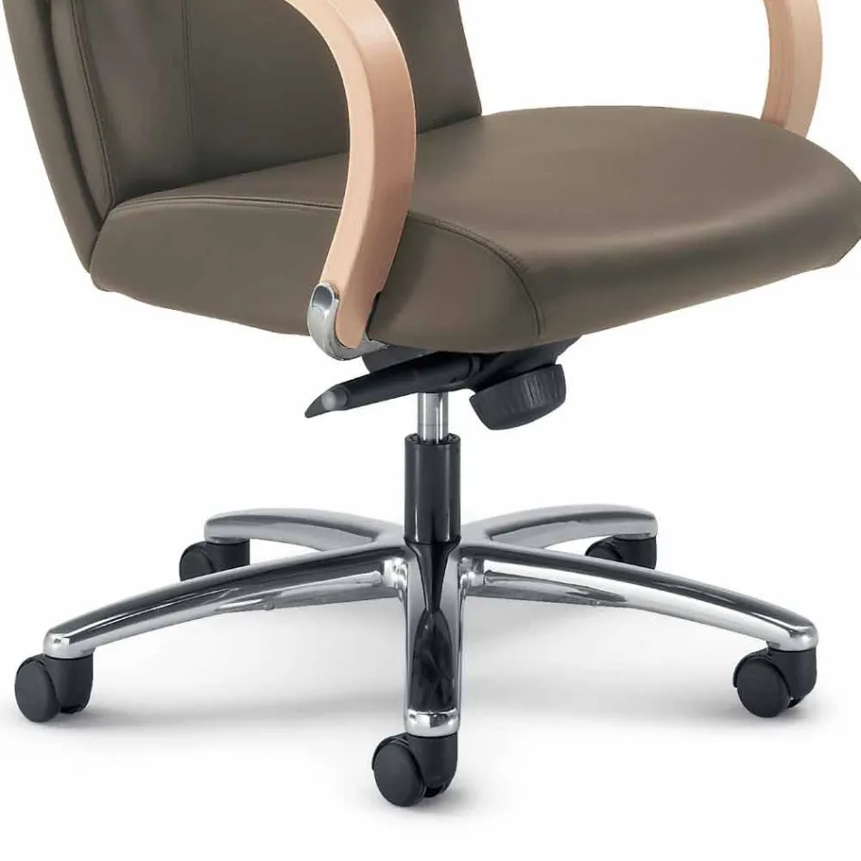 كرسي اتجاهي من جلد البقر الحقيقي بنمط زهرة العنبر الحديثة Viadurini