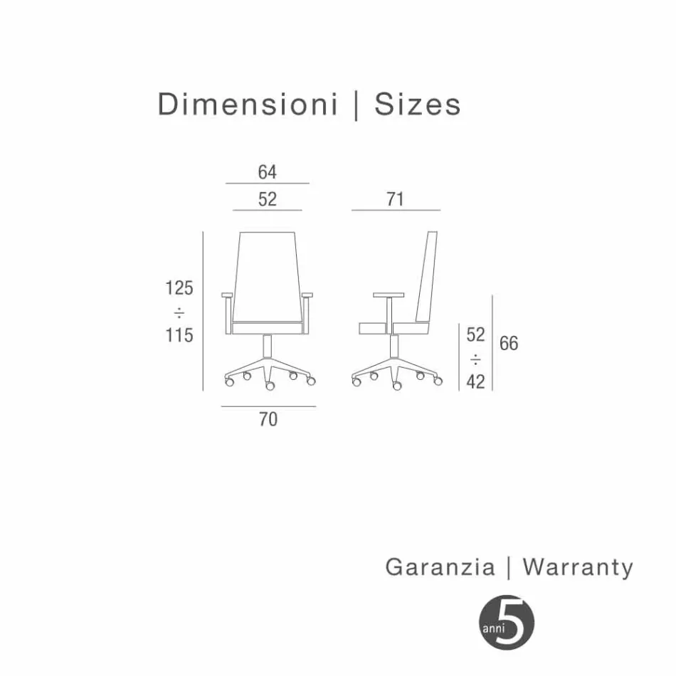 كرسي اتجاهي من جلد البقر الحقيقي بنمط زهرة العنبر الحديثة Viadurini