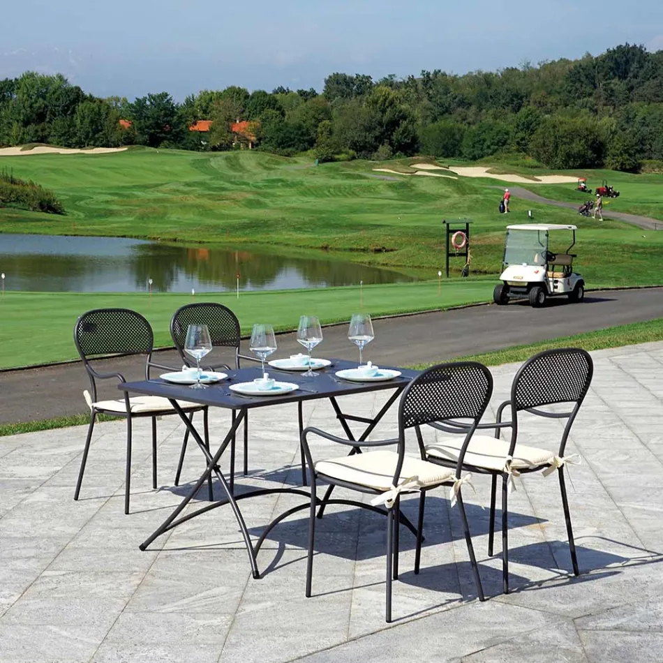 كرسي حديقة قابل للتكديس بهيكل حديدي بلون أنثراسيت - ناديج Viadurini