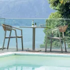 كرسي قابل للتكديس مع مقعد من Textilene وظهر من الخيزران الملتوي - Passion Viadurini