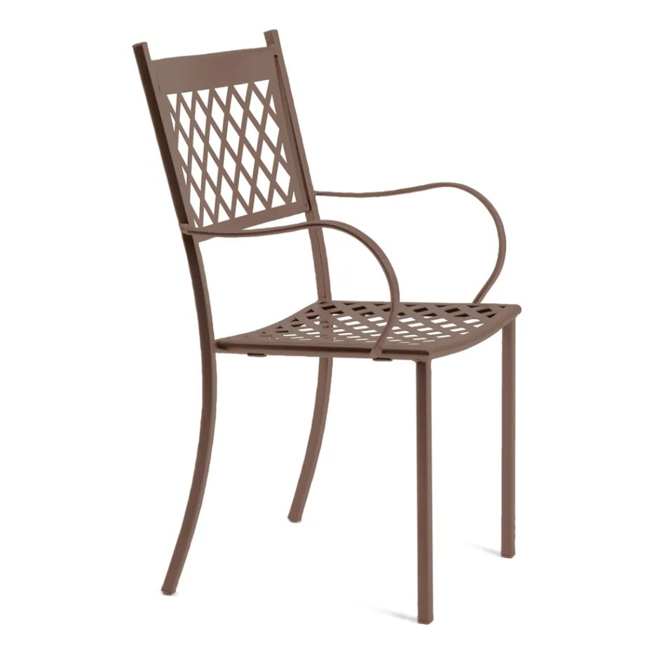 كرسي خارجي قابل للتكديس مصنوع من الفولاذ المجلفن، صنع في إيطاليا، 4 قطع - سيليا Viadurini