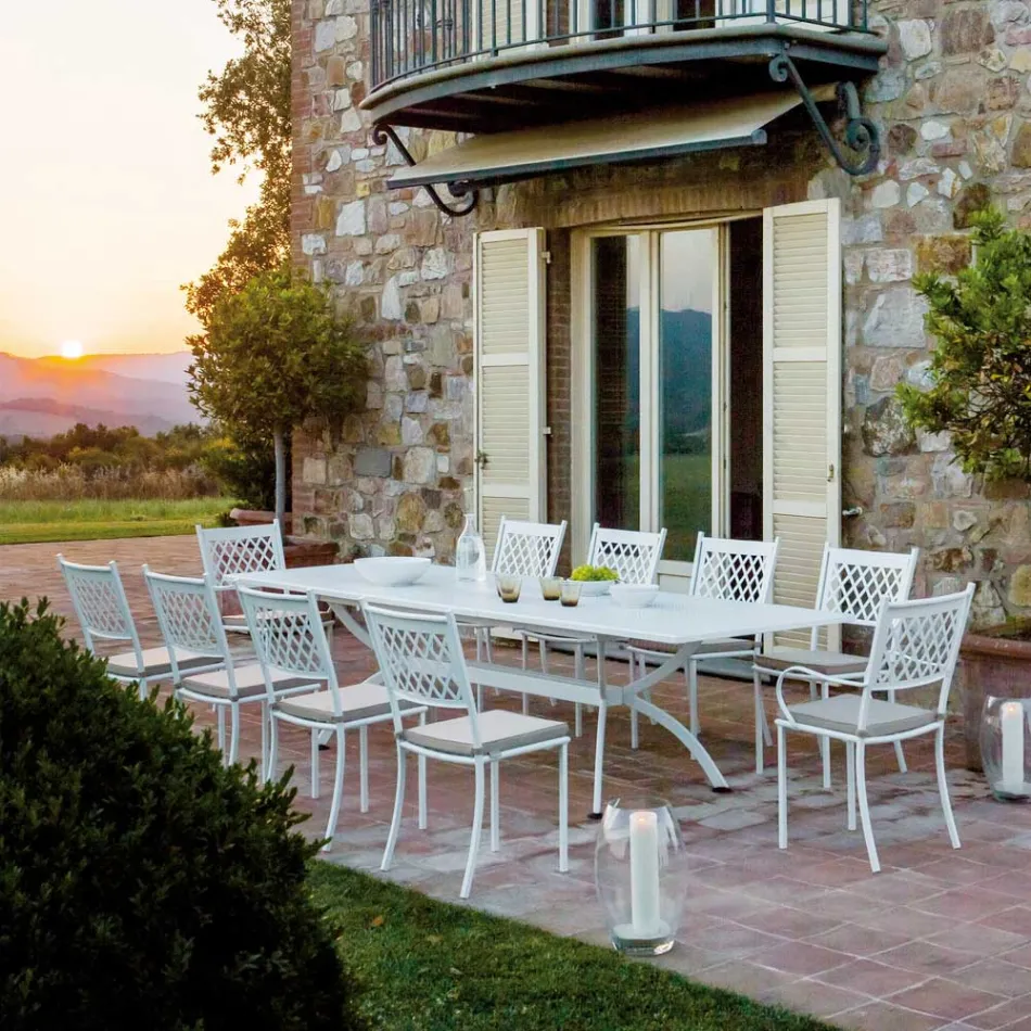 كرسي خارجي قابل للتكديس مصنوع من الفولاذ المجلفن، صنع في إيطاليا، 4 قطع - سيليا Viadurini