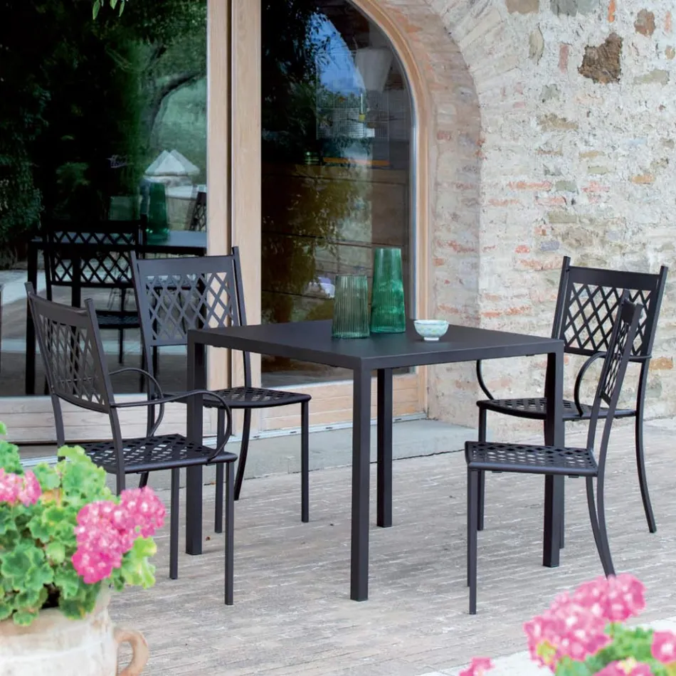 كرسي خارجي قابل للتكديس مصنوع من الفولاذ المجلفن، صنع في إيطاليا، 4 قطع - سيليا Viadurini