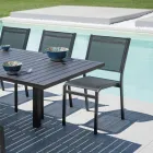 كرسي حديقة قابل للتكديس مصنوع من الألومنيوم والمنسوجات باللون الأبيض أو الرمادي - فلورافورما Viadurini