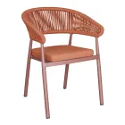 كرسي ألومنيوم قابل للتكديس مع وسادة حبل ومسند ظهر - Frescultura Viadurini