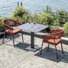 كرسي ألومنيوم قابل للتكديس مع وسادة حبل ومسند ظهر - Frescultura Viadurini